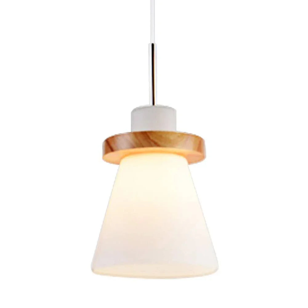 Lustre Simple En Bois Avec Abat-Jour Blanc Trapézoïdal - Clowas.fr
