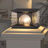 Lampe de Poteau Solaire Extérieure en Verre Texturé Moderne
