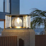 Lampe de Poteau Solaire Extérieure en Verre Texturé Moderne