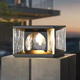 Lampe de Poteau Solaire Extérieure en Verre Texturé Moderne