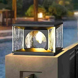 Lampe de Poteau Solaire Extérieure en Verre Texturé Moderne