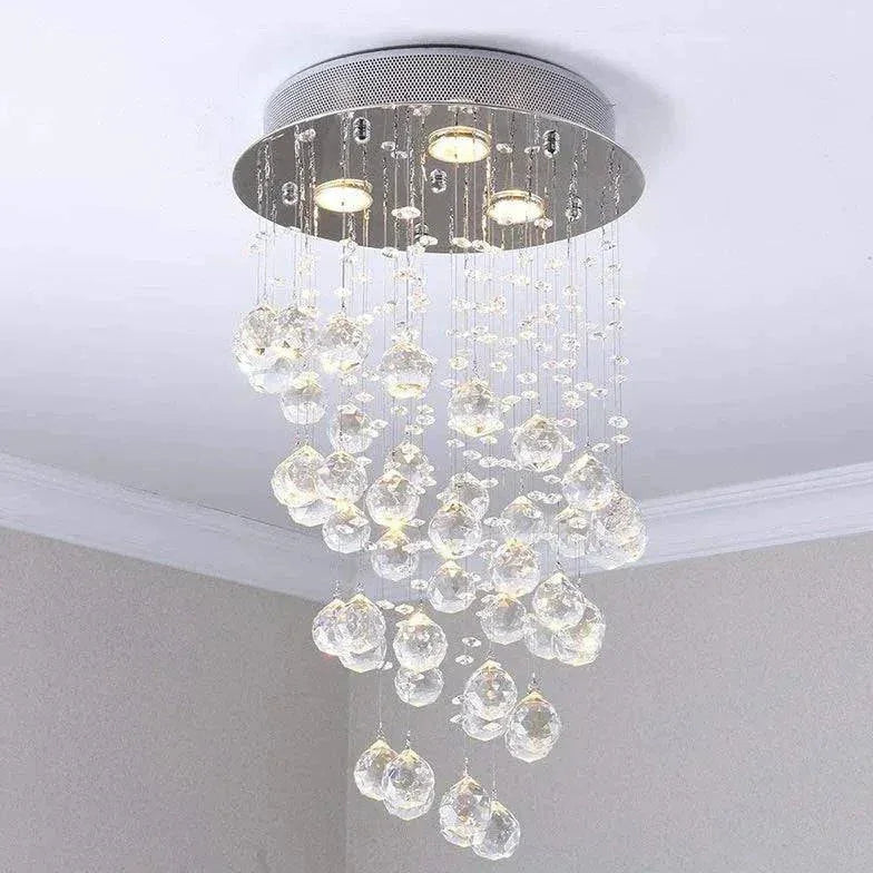 Suspension Boules Multiples Cristal Créatif Rond Salon - Clowas.fr