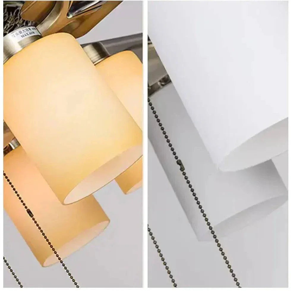 Lustre De Ventilateur De Plafond De Salon En Bois Massif Rétro Européen - Clowas.fr