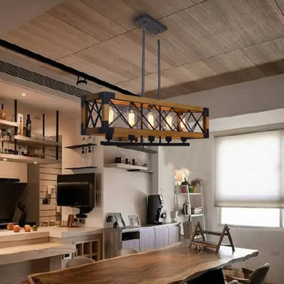 Suspension Bois Métal Industriel Créatif Restaurant - Clowas.fr