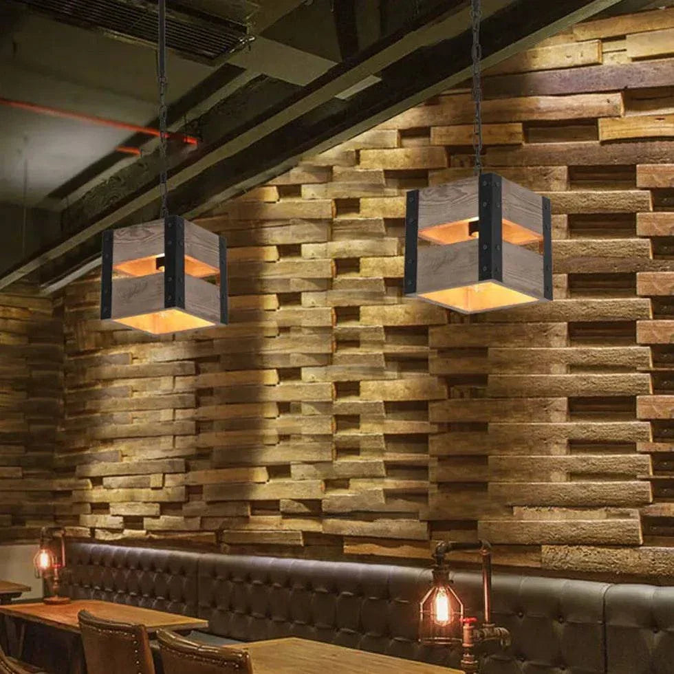 Lustre Rétro Créatif Industriel En Bois - Clowas.fr