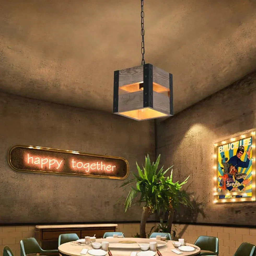 Lustre Rétro Créatif Industriel En Bois - Clowas.fr