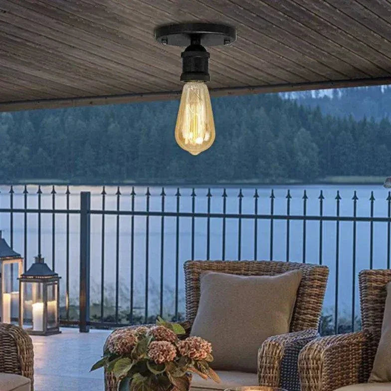 Plafonnier Industriel Encastré Design À Ampoule Exposée - Clowas.fr