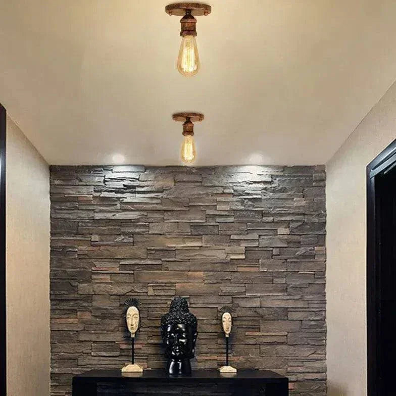 Plafonnier Industriel Encastré Design À Ampoule Exposée - Clowas.fr