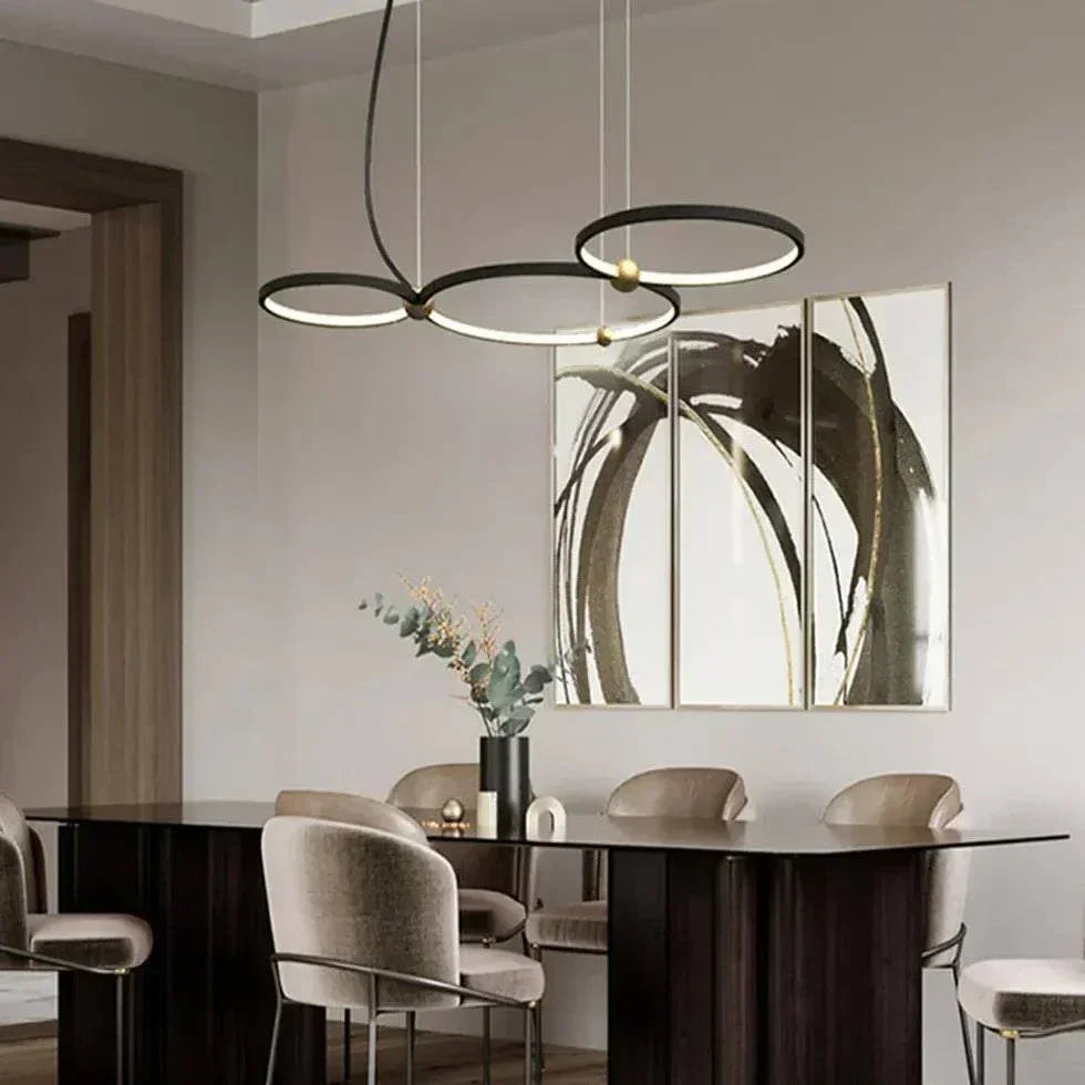 Suspension Led Noire Design À Double Anneau - Clowas.fr