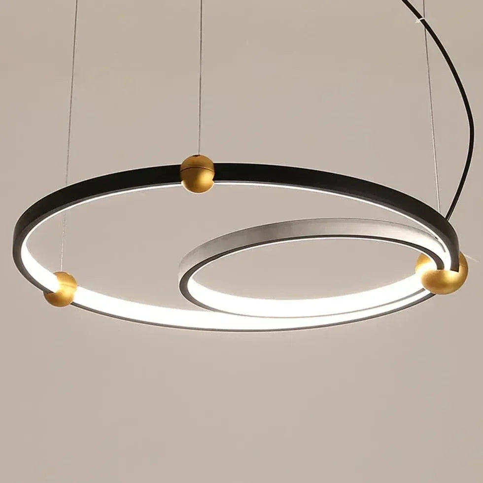 Suspension Led Noire Design À Double Anneau - Clowas.fr