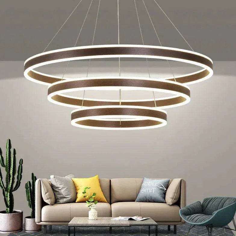 Suspension Circulaire Moderne Noire Multicouche Élégante - Clowas.fr