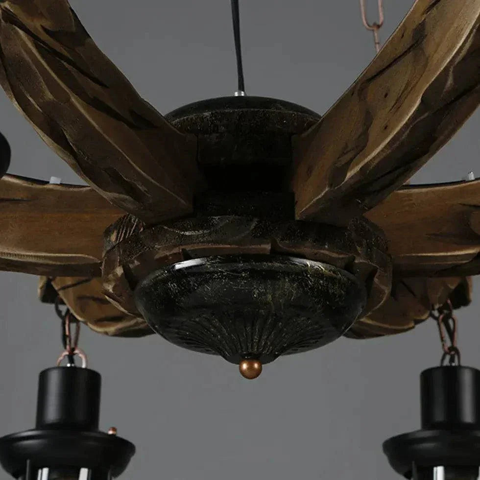 Lustre Bois Et Noir Industriel Vintage Créatif - Clowas.fr