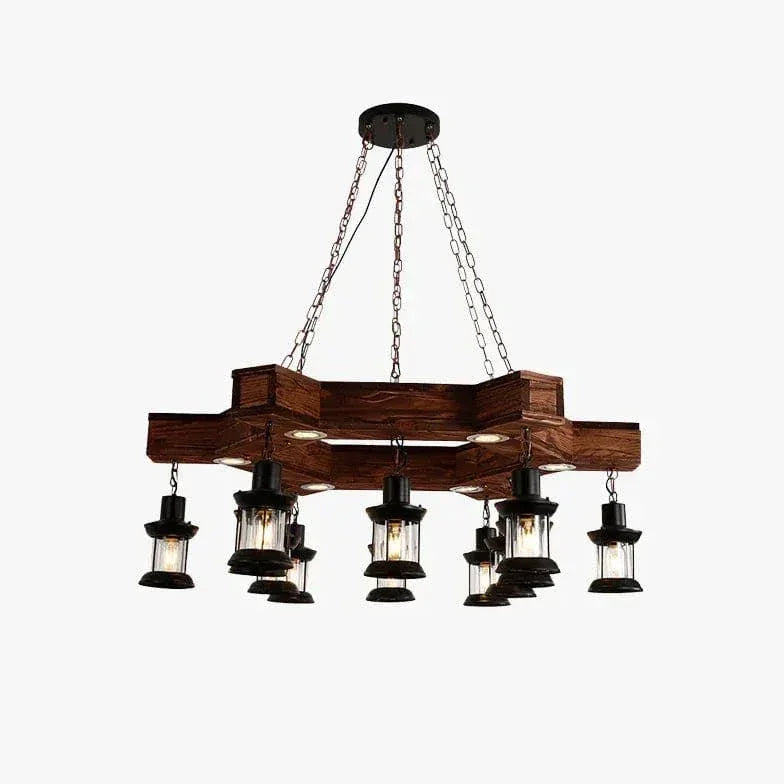 Lustre Rustique En Bois Style Industriel Vintage - Clowas.fr