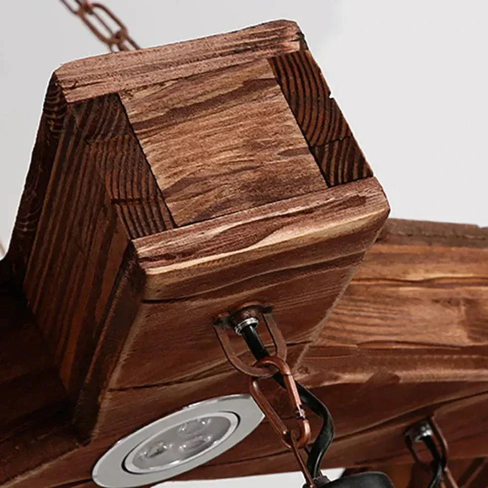 Lustre Rustique En Bois Style Industriel Vintage - Clowas.fr