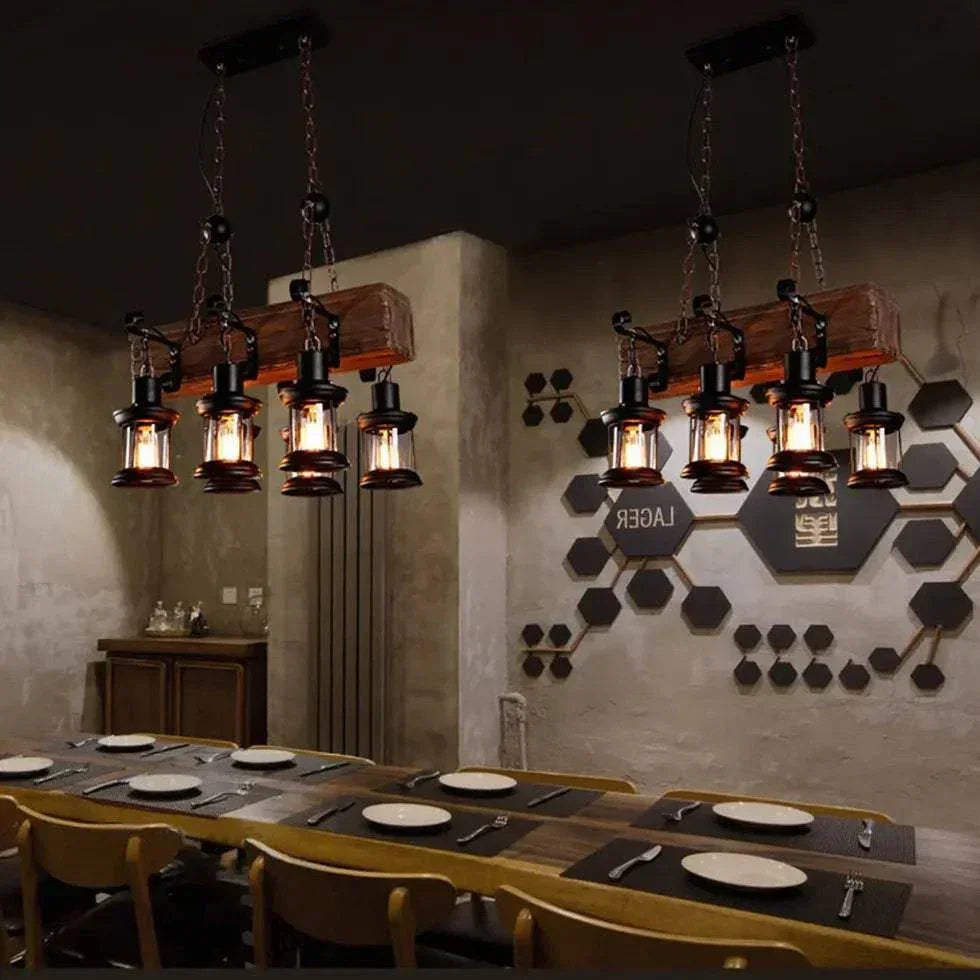 Suspension Vintage En Bois À Plusieurs Lanternes - Clowas.fr