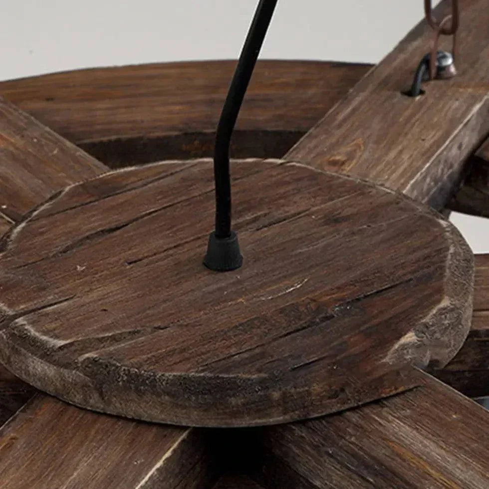 Ancien Lustre En Bois Industriel Créatif - Clowas.fr