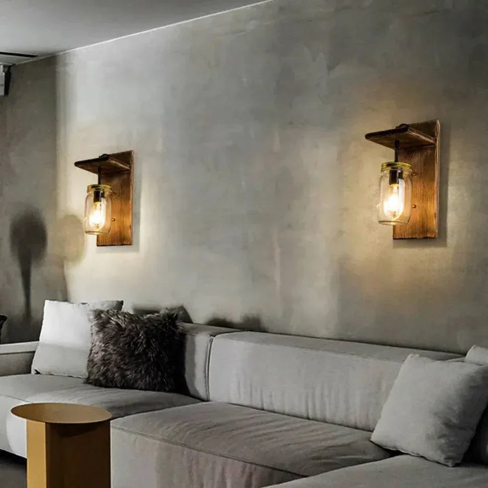 Applique Murale Forte Luminosité Abat-Jour Bois - Clowas.fr