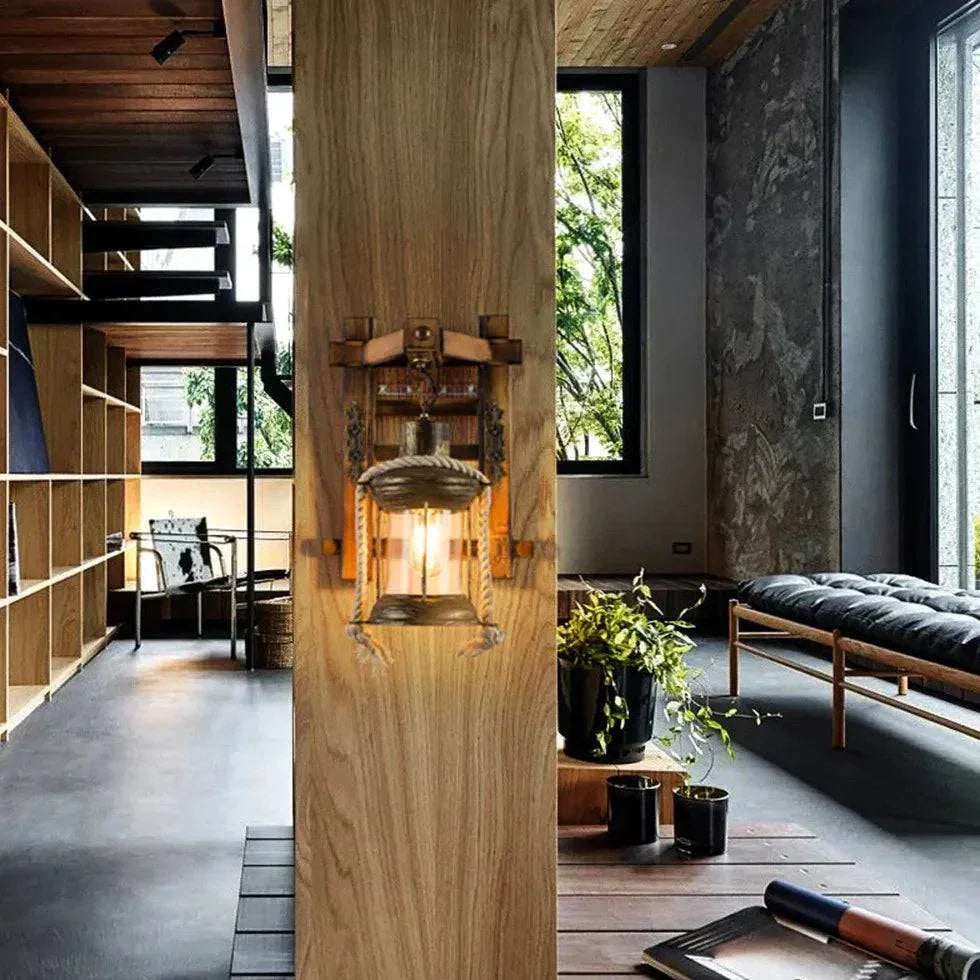 Applique Murale Rustique Vintage Bois Fer Forgé - Clowas.fr