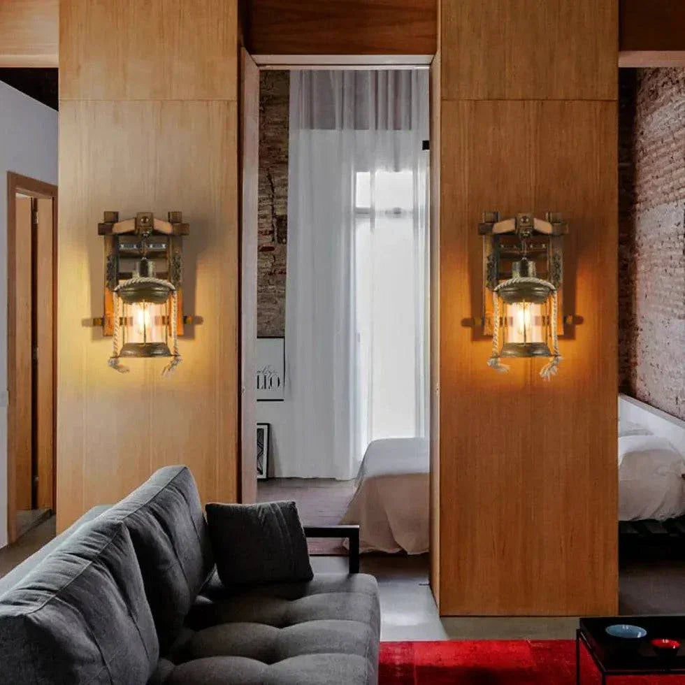 Applique Murale Rustique Vintage Bois Fer Forgé - Clowas.fr