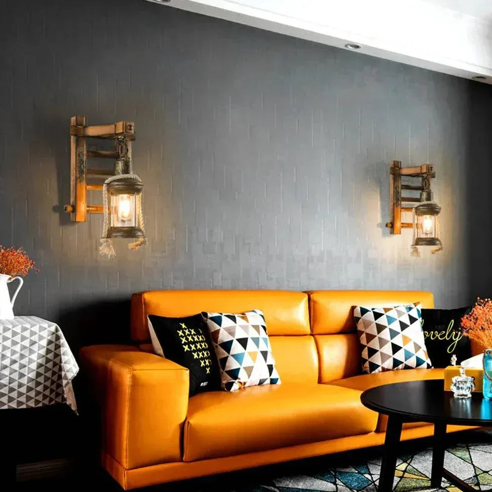 Applique Murale Rustique Vintage Bois Fer Forgé - Clowas.fr