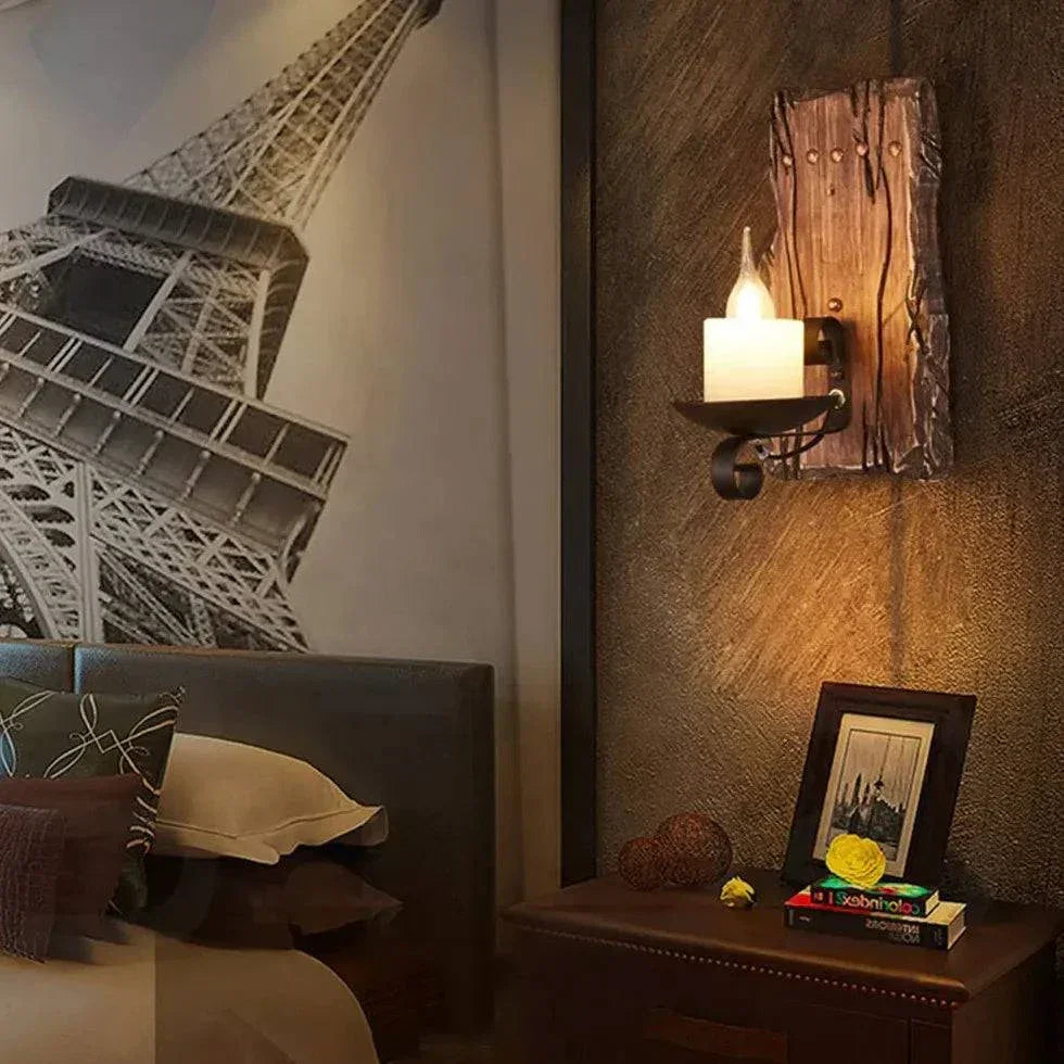 Applique Murale Chambre Bois Style Rétro Rustique - Clowas.fr
