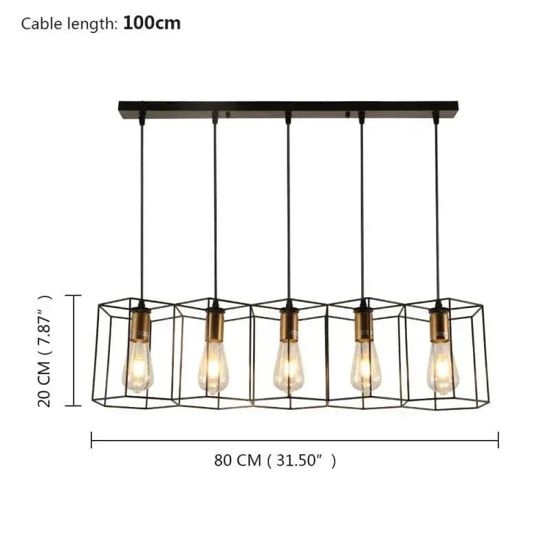 Lustre Industriel Noir Hexagonal À Trois Lumières - Clowas.fr