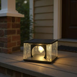 Lampe de Poteau Solaire Extérieure en Verre Texturé Moderne