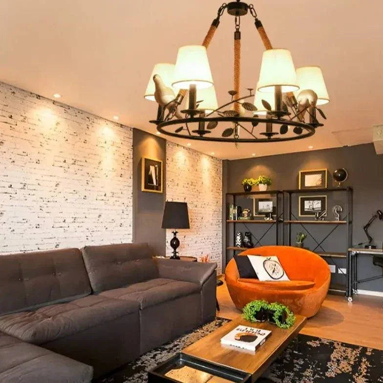 Lustre De Salon Rétro Noir Nid D’Oiseau - Clowas.fr