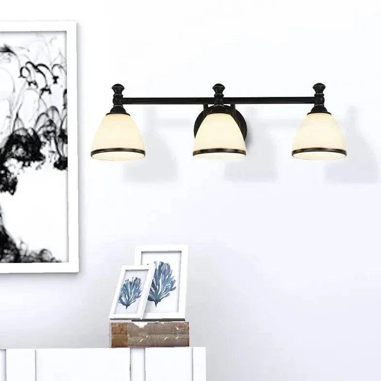 Applique Miroir De Salle De Bain Noir Et Blanc À Double Bras Rond - Clowas.fr