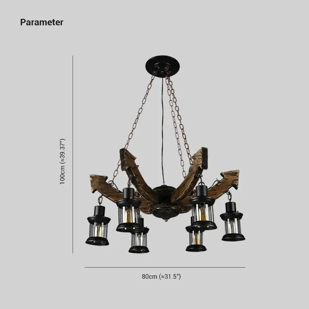 Lustre Bois Et Noir Industriel Vintage Créatif - Clowas.fr