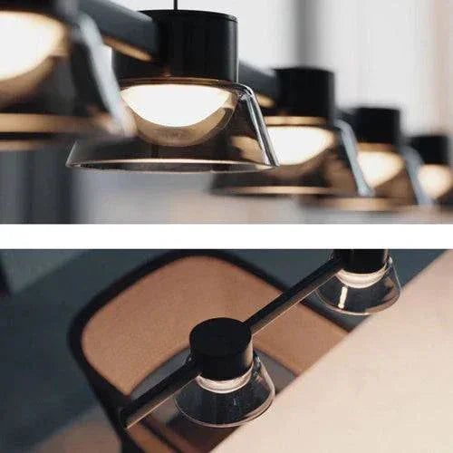 Suspension Linéaire À Plusieurs Lumières En Verre Noir - Clowas.fr