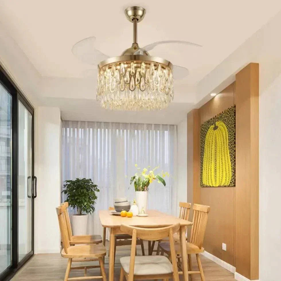 Ventilateur Lampe Design Plafonnier Silencieux Cristal - Clowas.fr