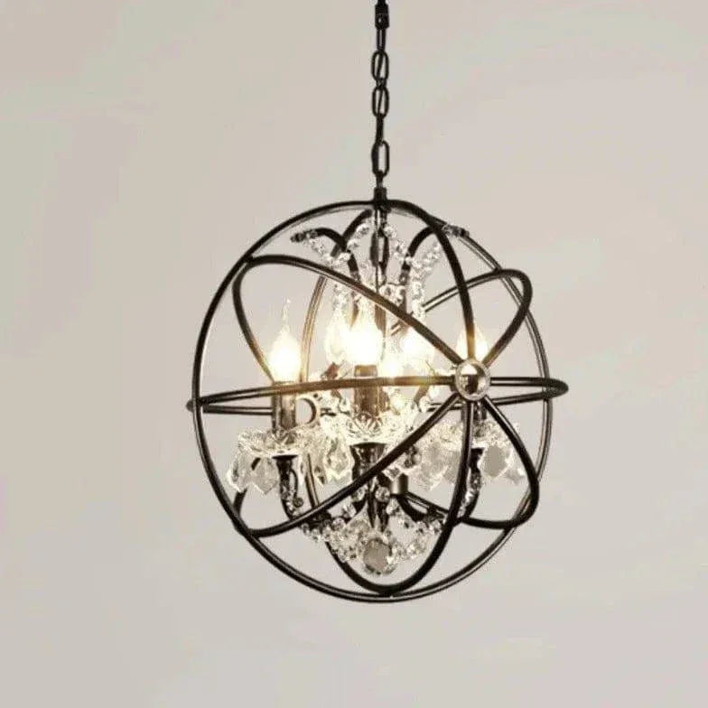 Lustre Suspendu Rond En Cristal Vintage En Fer Forgé - Clowas.fr
