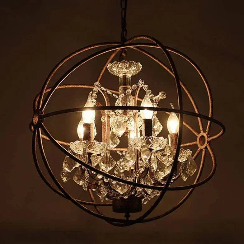Lustre Suspendu Rond En Cristal Vintage En Fer Forgé - Clowas.fr