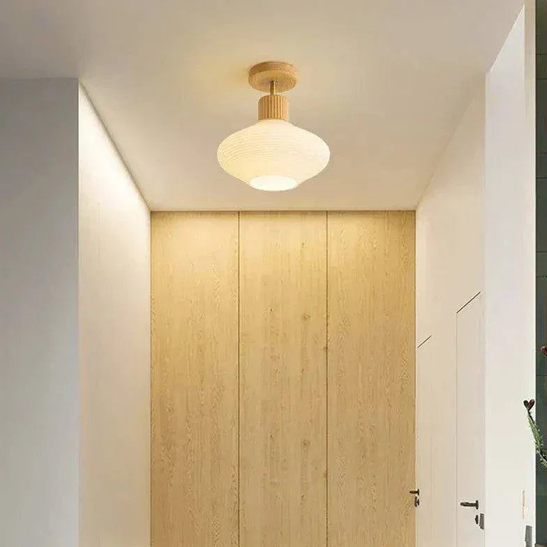 Plafonnier De Couloir En Verre Blanc En Bois - Clowas.fr