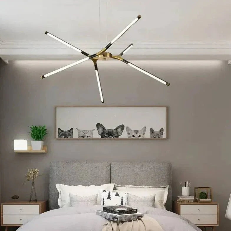 Lustre Moderne Led En Or Noir - Clowas.fr