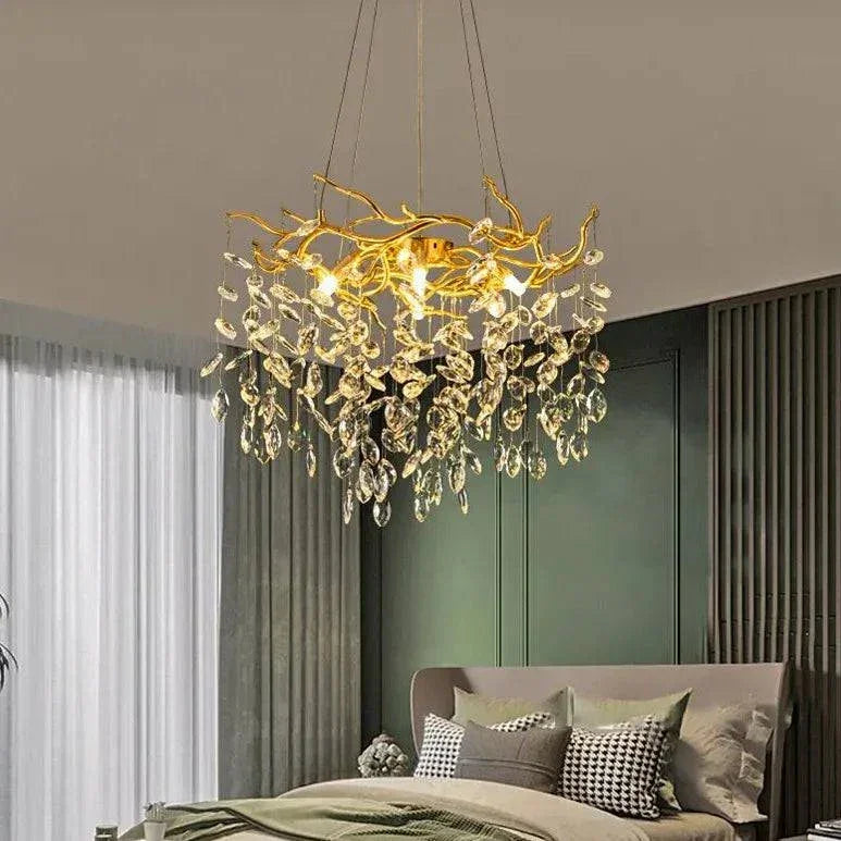 Suspension Luminaire Metal Luxe Cristal Moderne - Clowas.fr