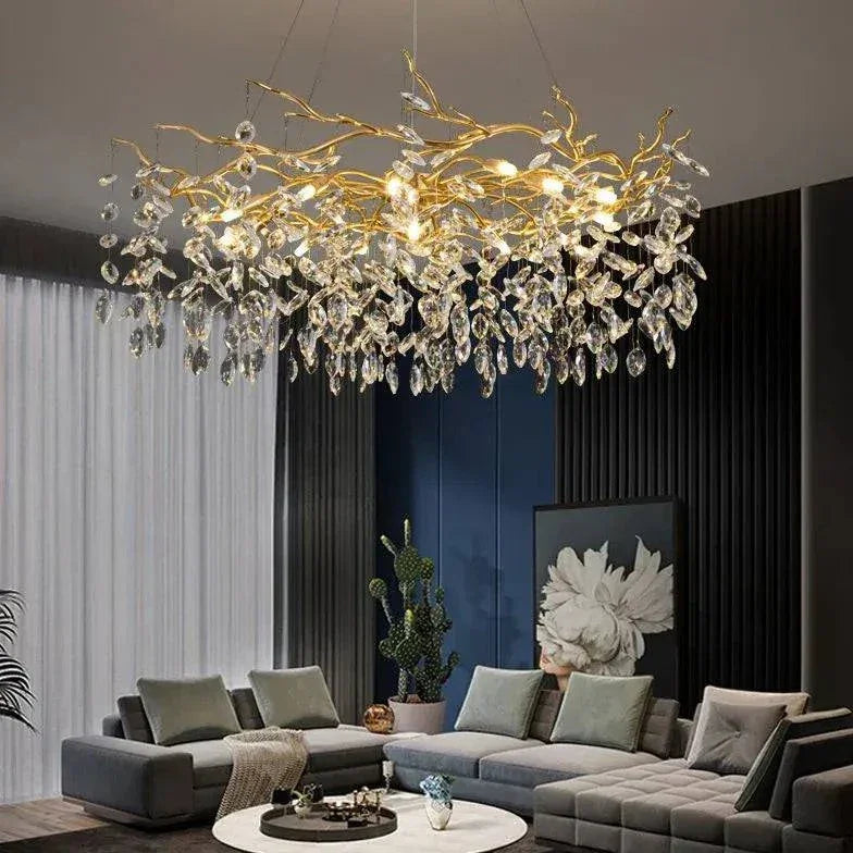 Suspension Luminaire Metal Luxe Cristal Moderne - Clowas.fr