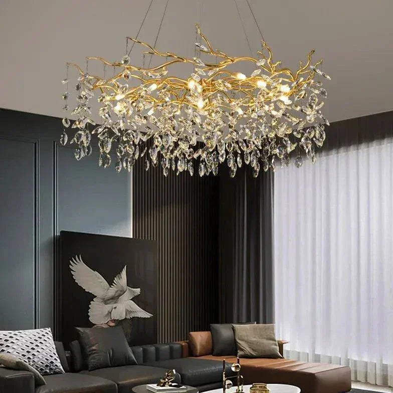 Suspension Luminaire Metal Luxe Cristal Moderne - Clowas.fr