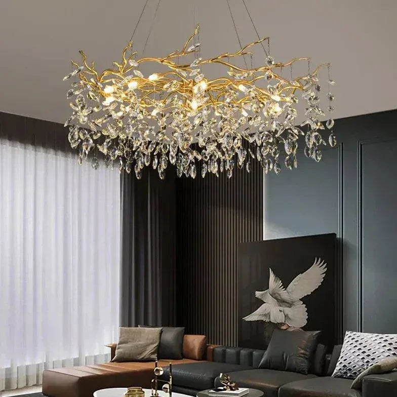 Suspension Luminaire Metal Luxe Cristal Moderne - Clowas.fr