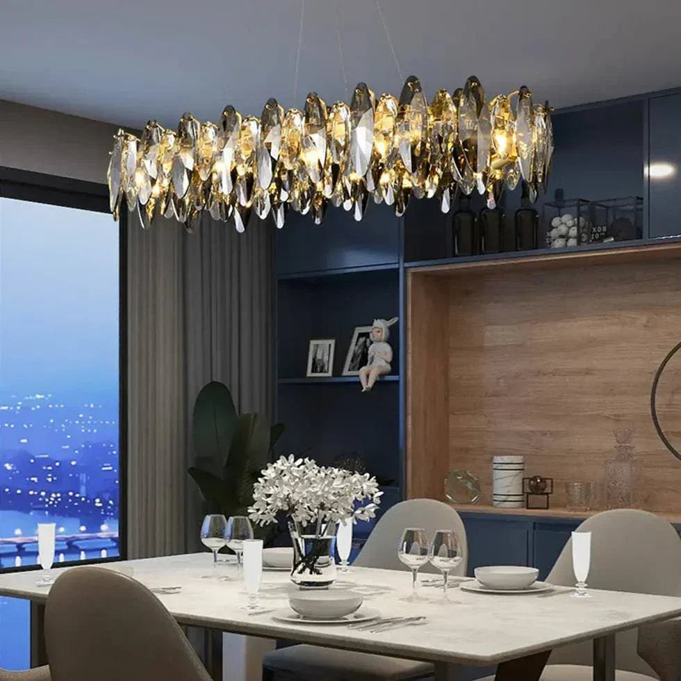 Suspension Luminaire Laiton Cristal Luxueux - Clowas.fr