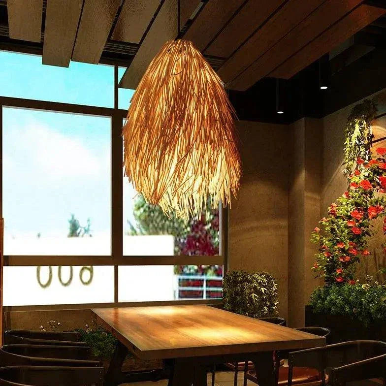 Lustre Bohème En Paille Fait Main - Clowas.fr