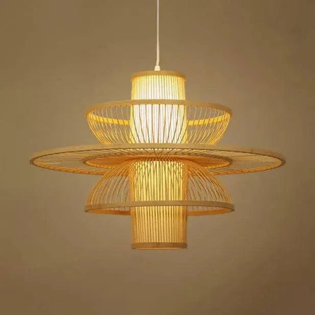Suspension Multiple Rotin Lustre Bamboo Chinois - Clowas.fr