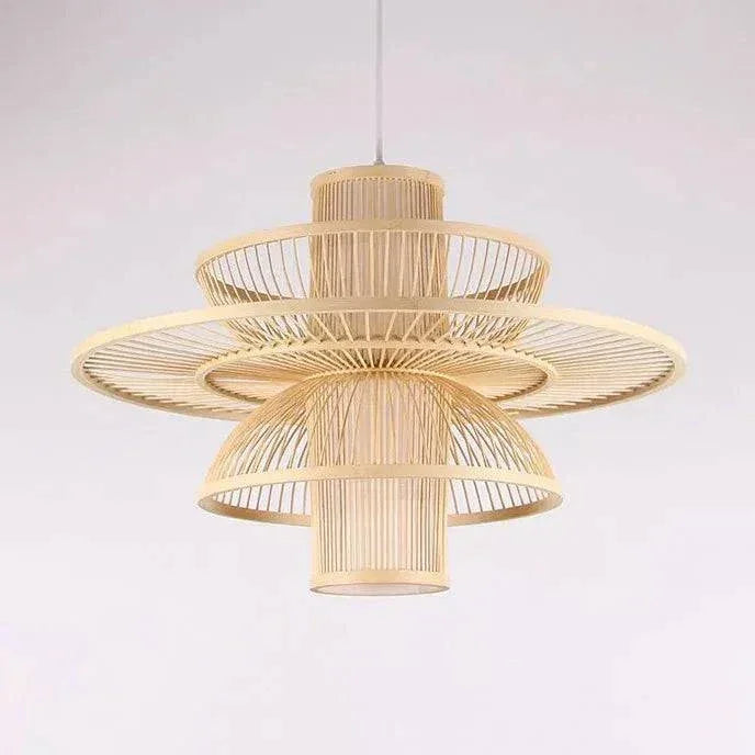 Suspension Multiple Rotin Lustre Bamboo Chinois - Clowas.fr