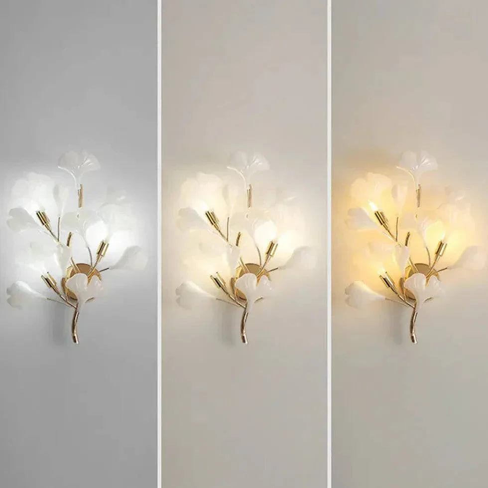 Luminaire Salon Mural Décoratif Feuille De Ginkgo Créatif - Clowas.fr