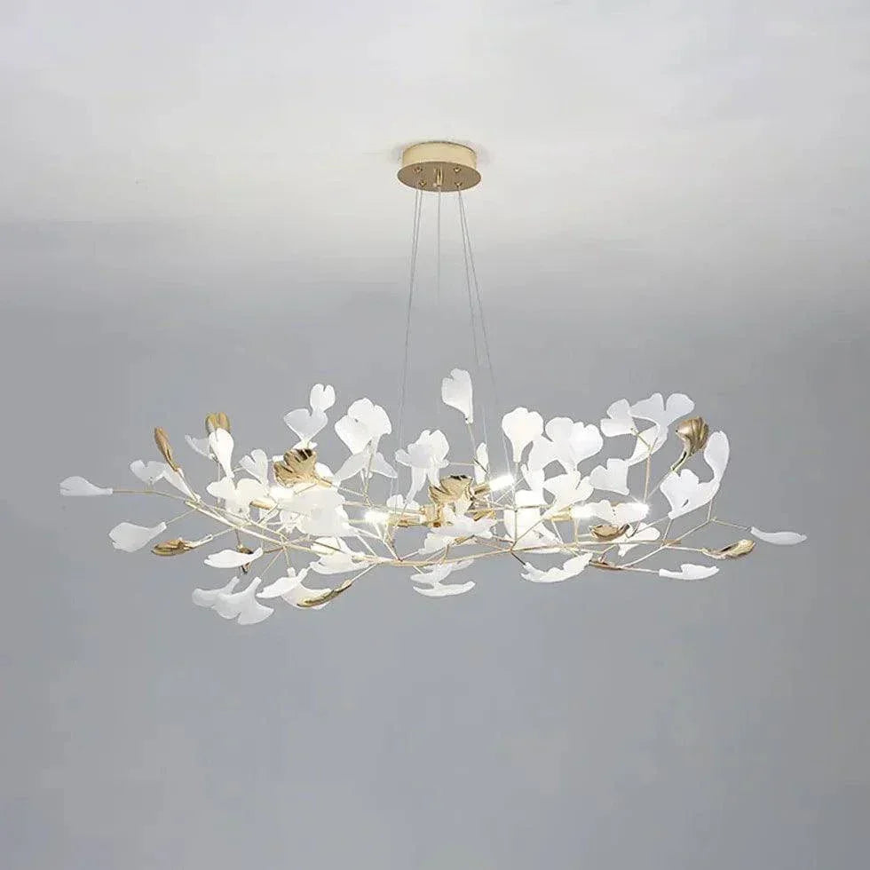 Lustre Feuille De Ginkgo Duplex En Or Blanc - Clowas.fr