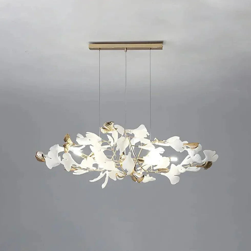 Lustre Feuille De Ginkgo Duplex En Or Blanc - Clowas.fr