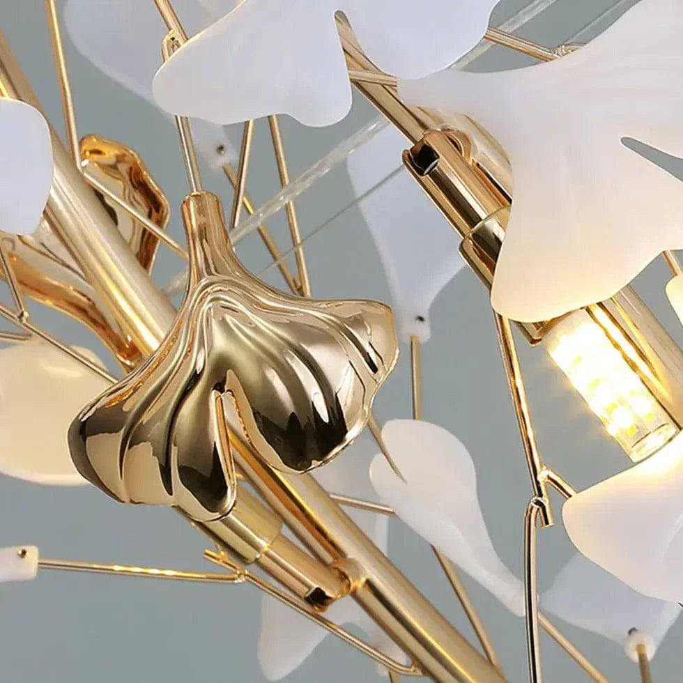 Lustre Feuille De Ginkgo Duplex En Or Blanc - Clowas.fr