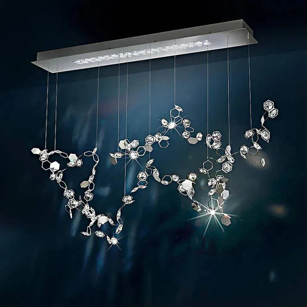 Lustre En Métal Feuille De Ginkgo Orné De Cristaux - Clowas.fr