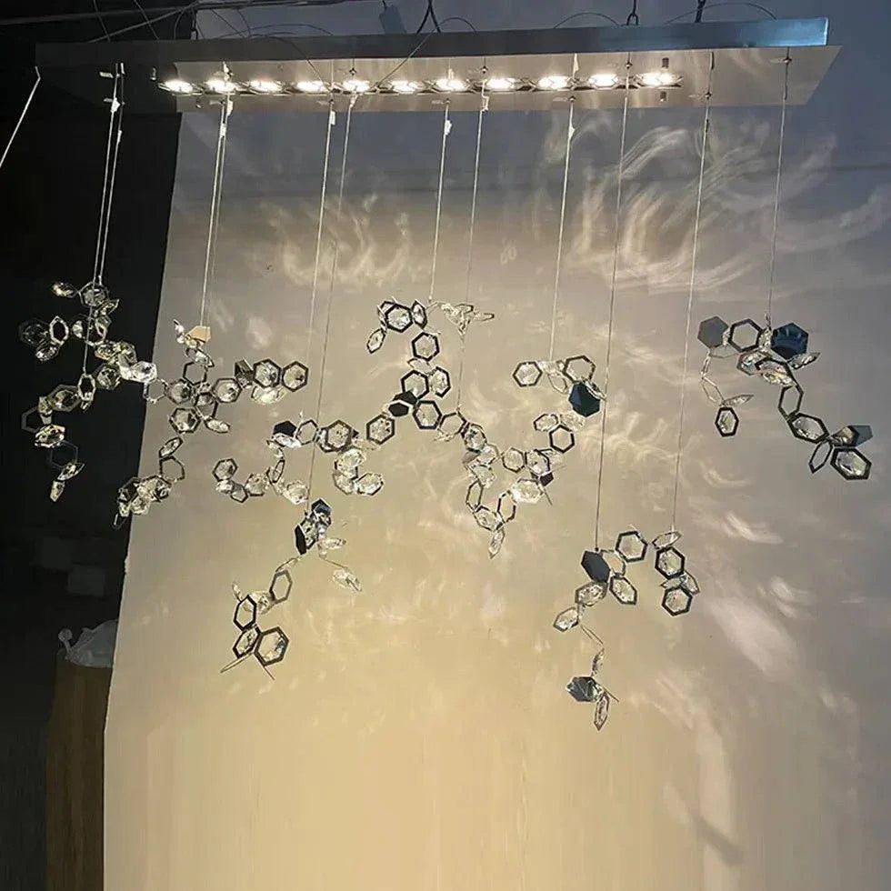 Lustre En Métal Feuille De Ginkgo Orné De Cristaux - Clowas.fr